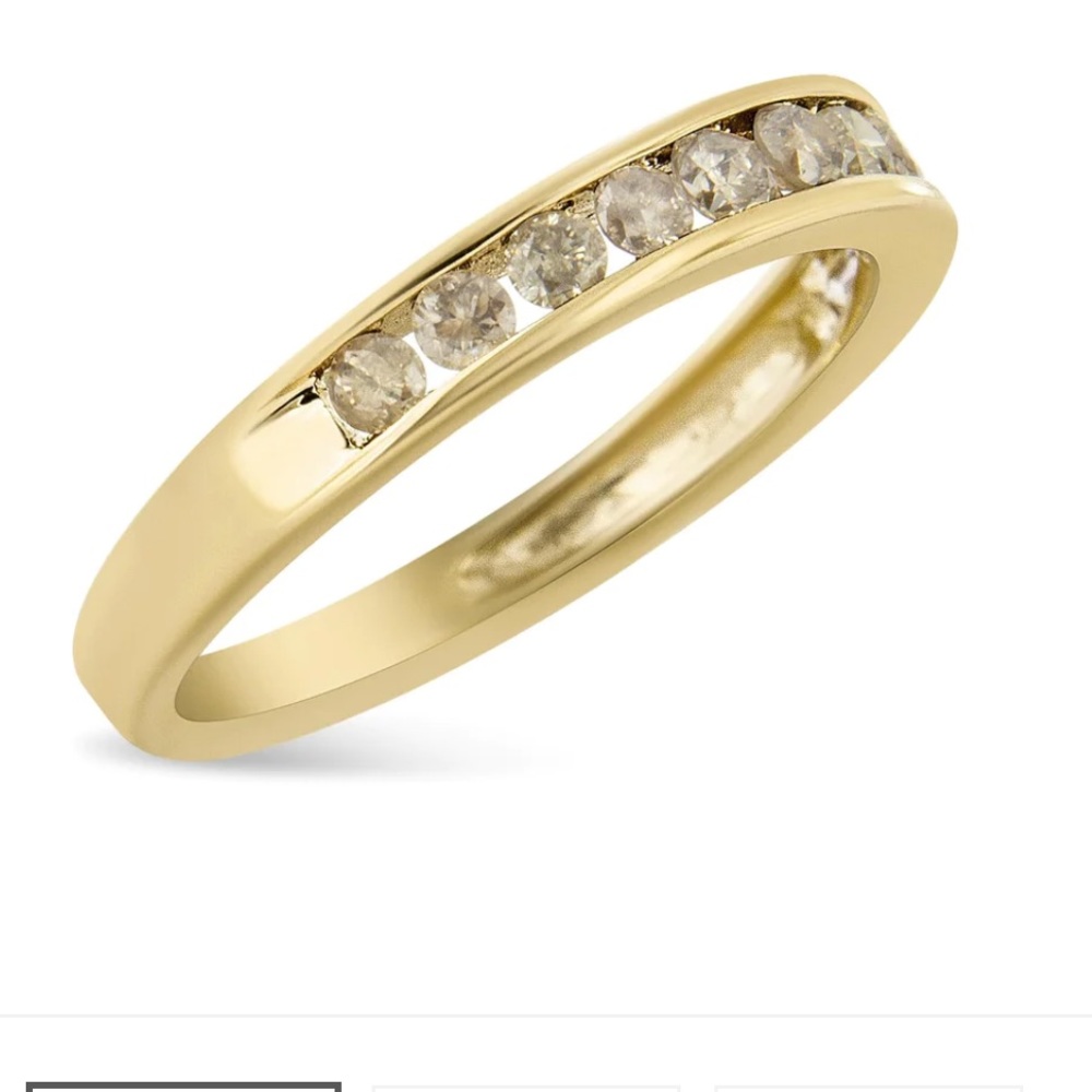 Haus of Brilliance 14K Yellow Gold Channel Set Champagne Diamond Band Ring Sz 5 - Picture 2 of 6